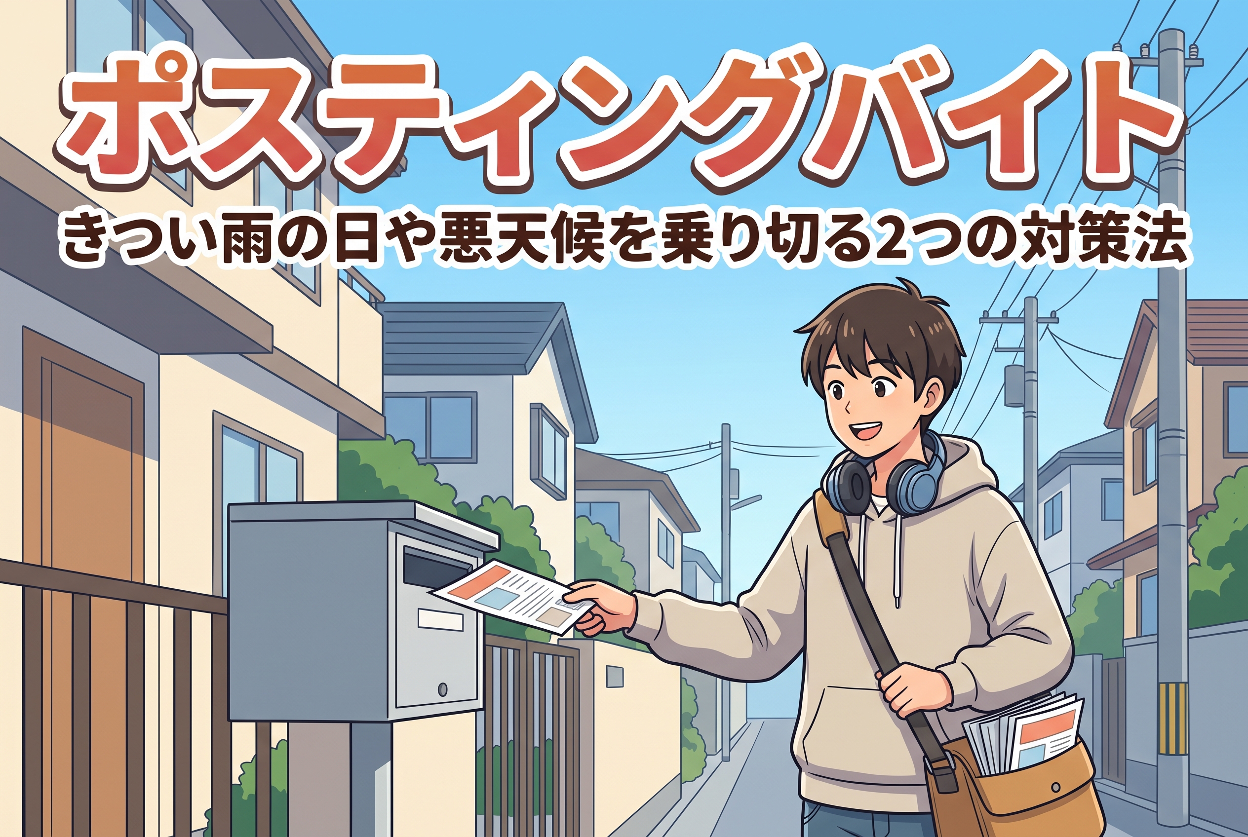 接客が苦手な学生必見!ポスティングバイトは一人でモクモクと自分のペースで働けるおすすめの仕事です。この記事では、時給と歩合の違い、きつい雨の日の対策、怒られない配り方から面接の志望動機まで、ストレスゼロでお小遣いを稼ぐコツを徹底解説します。